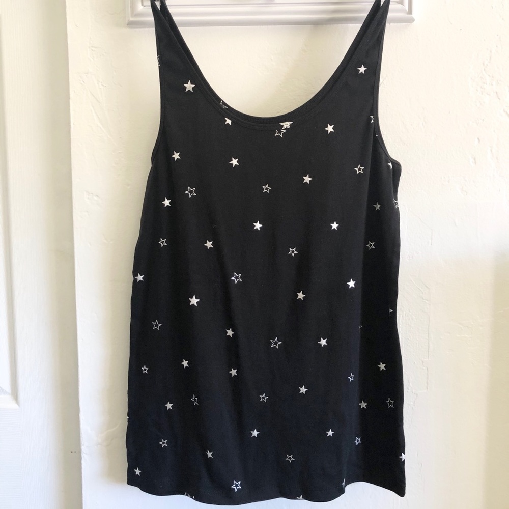 Gap Women’s Scoop Neck Tank, Black/Silver Stars XL